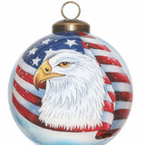 God Bless America Eagle Flag Glass Ornament