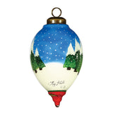 Skating Santa Glass Ornament