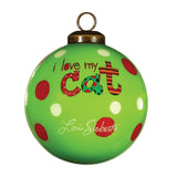 I Love My Cat Christmas Glass Ornament