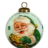 Happy Christmas To You Irish Santa Glass Ornament