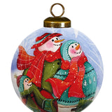 Bless Our Family Snowman Glass Ornament