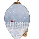 Snowman at the Red Door Hanging Glass Ornament
