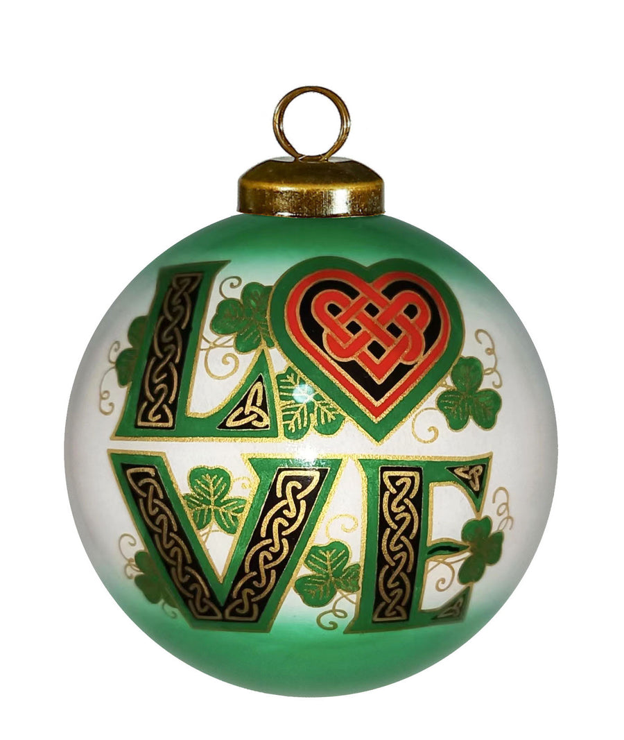 Love Irish Style Glass Ornament