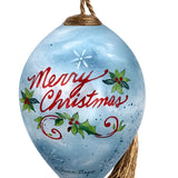 Hand-Painted Santa Claus Glass Ornament – Merry Christmas Vintage Collectible