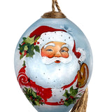 Hand-Painted Santa Claus Glass Ornament – Merry Christmas Vintage Collectible
