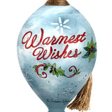 Hand-Painted Snowman Glass Ornament – “Warmest Wishes” Christmas Collectible