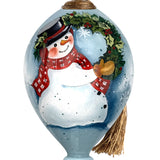 Hand-Painted Snowman Glass Ornament – “Warmest Wishes” Christmas Collectible