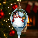Hand-Painted Snowman Glass Ornament – “Warmest Wishes” Christmas Collectible