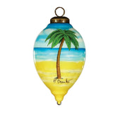 Santa in Paradise Glass Ornament