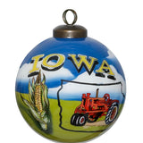 Iowa Hand-Painted Glass Ornament – Midwest Farm Country Keepsake