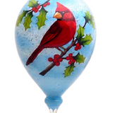 Cardinal on Branches Hand Painted glass Ornament
