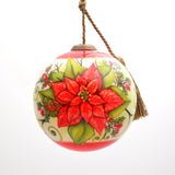 Holiday Poinsettia Hand-Painted Glass Ornament