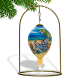 Five O'Clock Beach Hand-Painted Glass Finial Ornament