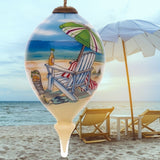 Five O'Clock Beach Hand-Painted Glass Finial Ornament