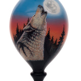 The Howling Wolf Hand-Painted Glass Finial Ornament – Wildlife Keepsake Gift