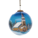 Winter Church Glass Ornament
