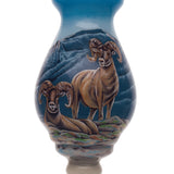 Mountain Majesty Bighorn Sheep Hand-Painted Glass Finial Ornament