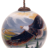 Soaring Bald Eagle Hand-Painted Glass Ornament – Patriotic Wildlife Gift