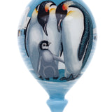 Emperor Penguin Family Hand-Painted Glass Finial Ornament