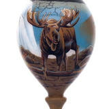 Scenic Route Moose Hand-Painted Glass Finial Ornament