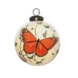 Hand-Painted Butterfly Glass Ornament – Monarch Design with Gift Box