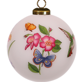 Botanical Garden Hand-Painted Glass Ornament – Floral & Butterfly Keepsake