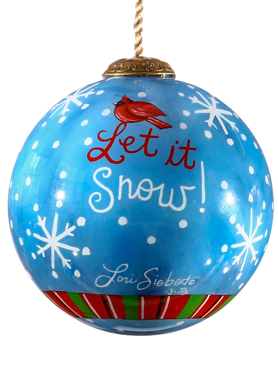 Let It Snow Snowman Christmas Glass Ornament