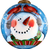Let It Snow Snowman Christmas Glass Ornament