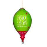 Peace and Joy Be With You Hand-Painted Glass Ornament – Inspirational Christian Gift