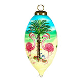 Christmas Flamingo Hand-Painted Glass Ornament