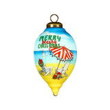 Merry Beachy Christmas Hand-Painted Glass Ornament