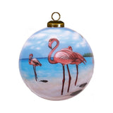 Tropical Flamingo Hand-Painted Glass Ornament