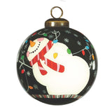 Holiday Lights Snowman Glass Ornament