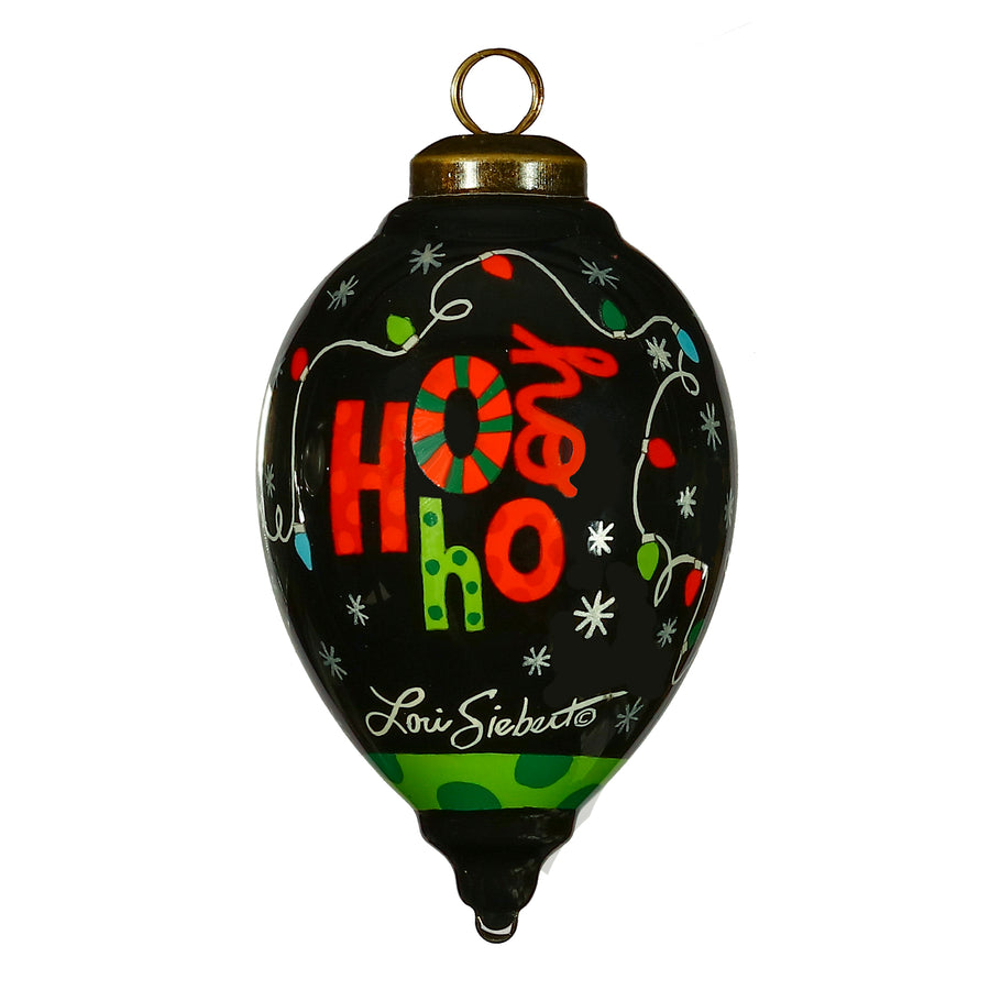 Holiday Lights Santa Glass Ornament