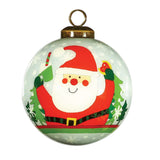 Glitter Holiday Santa Glass Ornament