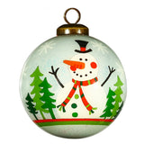 Glitter Holiday Snowman Glass Ornament