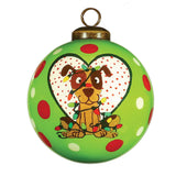 I Love My Dog Christmas Glass Ornament