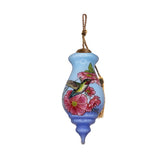 Hummingbirds Hand-Painted Glass Ornament – Garden Bird Keepsake