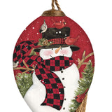 Woodland Plaid Snowman Finial Ornament