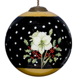 Holiday Florals Hand-Painted Glass Ornament