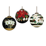 Holiday Florals Hand-Painted Glass Ornament