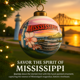 Mississippi Hand-Painted Glass Ornament – Southern River Heritage Keepsake