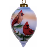 Crispy Morning Cardinals Glass Ornament