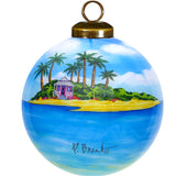 Santa Express Hand-Painted Glass Ornament – Tropical Christmas Coastal Keepsake