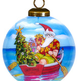 Santa Express Hand-Painted Glass Ornament – Tropical Christmas Coastal Keepsake