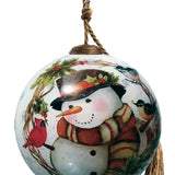 Winter Forest Snowman Wreath Round Ornament