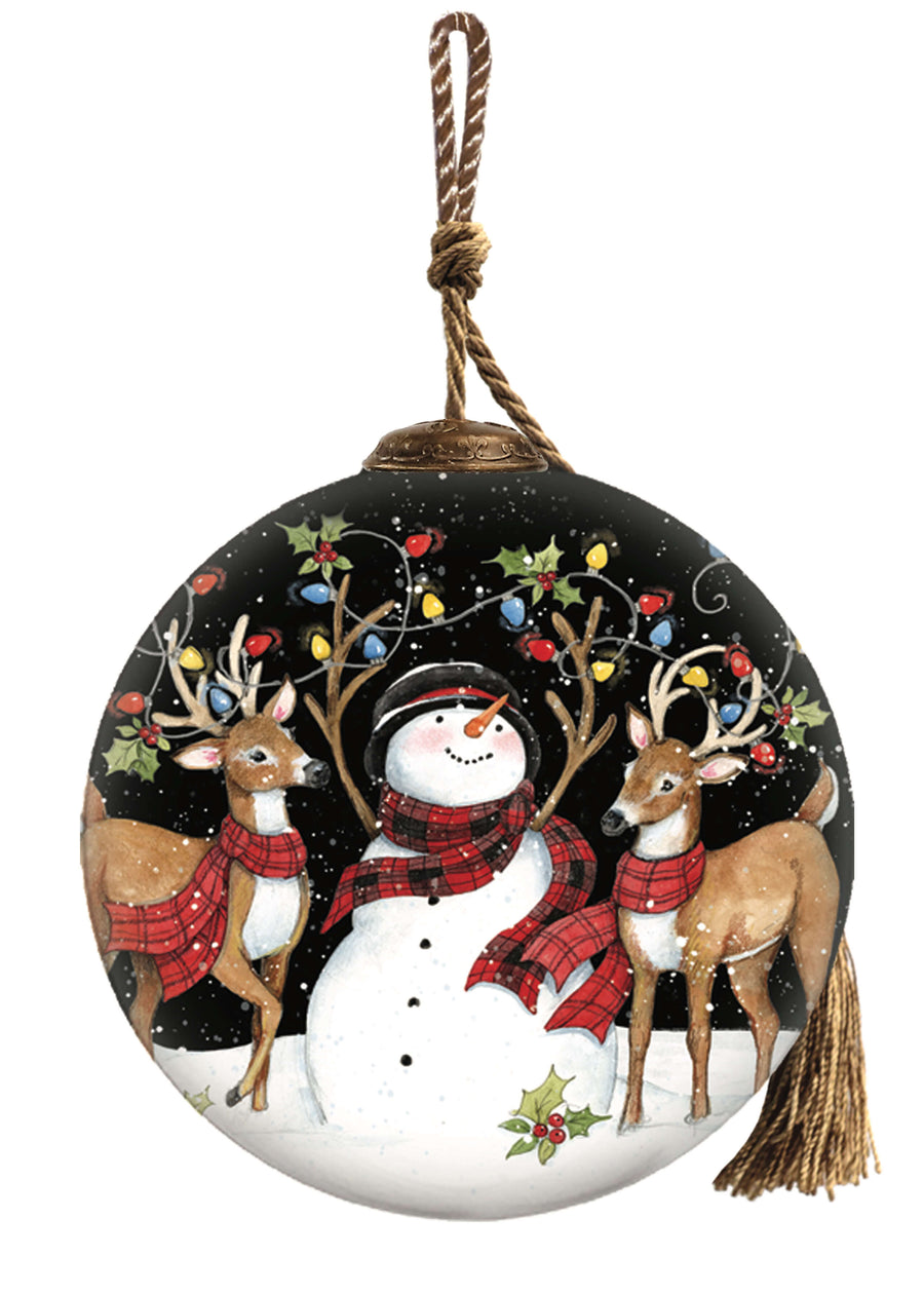 Snowman w. Christmas Lights Ornament