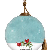 Forest Friends Snowman with Woodland Animals Glass Ornament