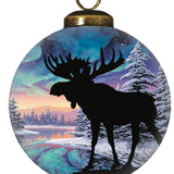 Northern Dreams Moose Hand-Painted Glass Ornament
