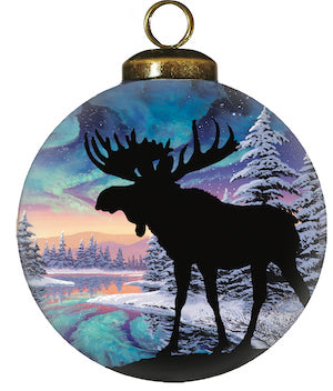 Northern Dream Moose Glass Ornament